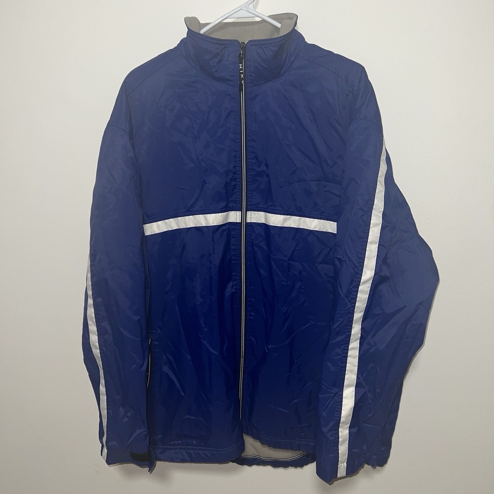 Vintage Nike Jacket Mens XL Blue Full Zip Fleece Lined‎ Windbreaker Pockets Y2K